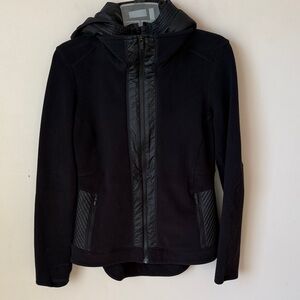 Athleta Power Peak Jacket Double Zip Hooded Quilted Black Size Small